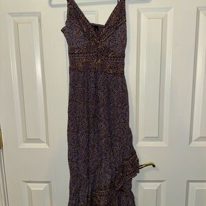 V-Neck Paisley Maxi Sundress  Dress in Purple and Brown